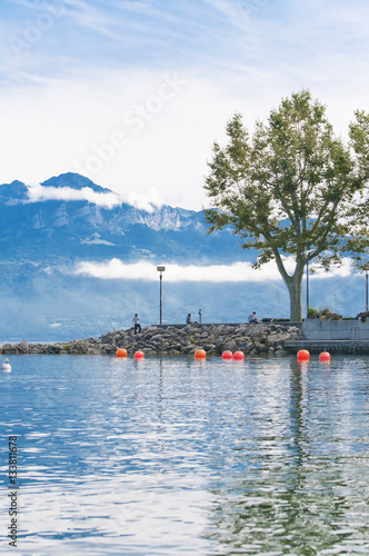 Nice view of lake at Losanna, Switzerland