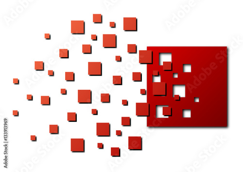 Rozerwany czerwony kwadrat