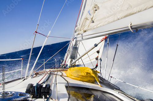 Storm in the mediterranean/ Yacht in the close-hauled course
