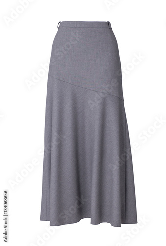 Long gray skirt isolated on white background 