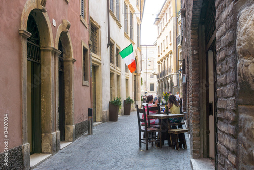 Verona, ITALY - September 3, 2016. Beautiful street view of Ver