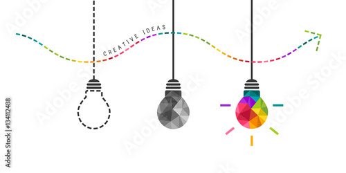 Developing creativity concept with colorful bulb in the end