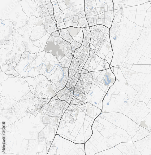 Map Austin city. Texas Roads