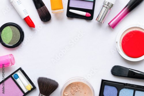 makeup cosmetics on a white background mockup