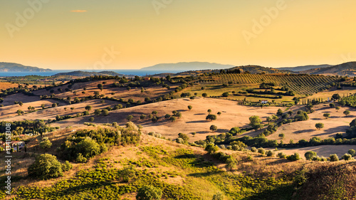 View of a tuscan fields and hills in Maremma region