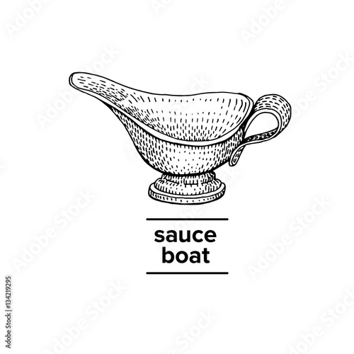 Vector hand drawn illustration of sauce boat
