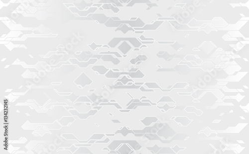 Seamless abstract vector futuristic silver cloth techno texture. Damask white line on gray background. Geometric tech futuristic pattern wrapping paper design