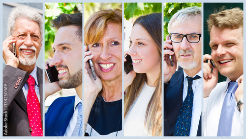Group of business people talking on the phone
