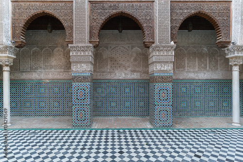 Moroccan ancient islamic school - madrasa in Fez, Morocco, Africa