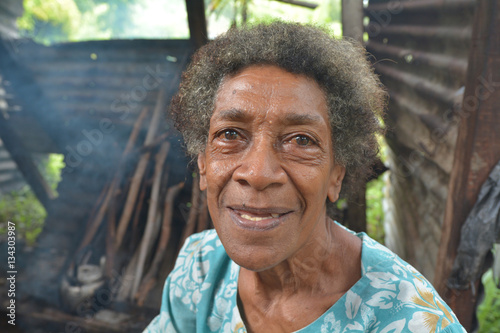 Happy elderly indigenous Fijian woman