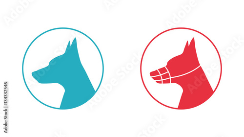 Silhouette of a dog head with muzzle, icon