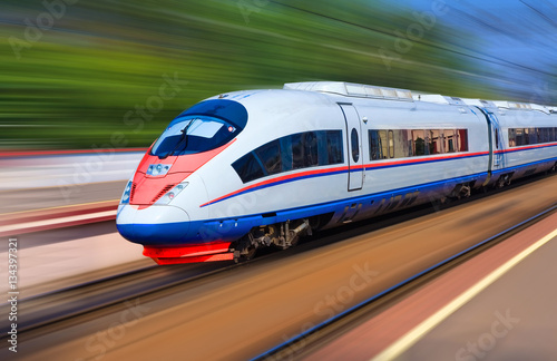 Modern train at high speed