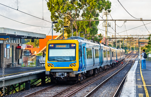 Melbourne Metro Train at Victoria Park station, Australia