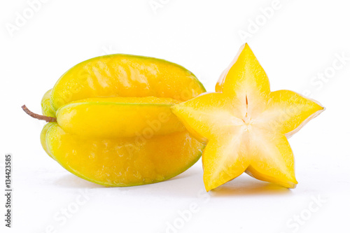  star fruit carambola or star apple ( starfruit ) on white background healthy fruit food isolated 