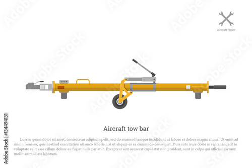 Aircraft tow bar. Aviation equipment for repair and maintenance