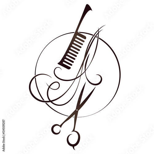 Scissors and hairbrush Beauty salon symbol