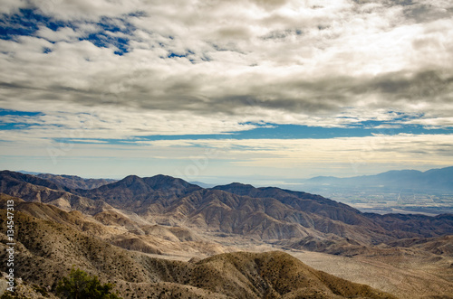 Desert view merging into urban landscape at Joshua Tree National Park.