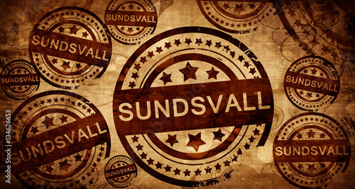 Sundsvall, vintage stamp on paper background