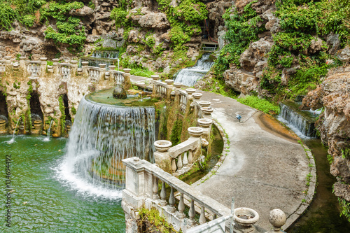 Fountains and garden of Villa d`Este, Tivoli near Roma, Lazio region, Italy.