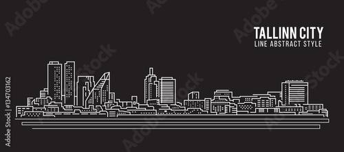 Cityscape Building Line art Vector Illustration design - Tallinn city