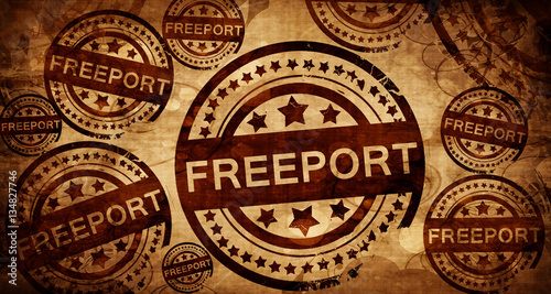 freeport, vintage stamp on paper background
