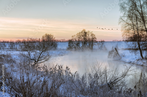 Dawn on a winter river.