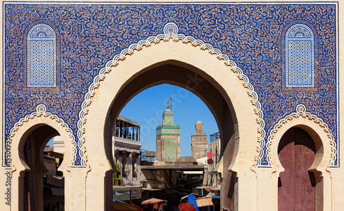 Bab Bou Jeloud gate (or Blue Gate) in Fez el Bali medina, Morocco