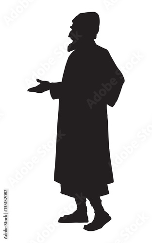 Old Jew in national dress. Vector drawing