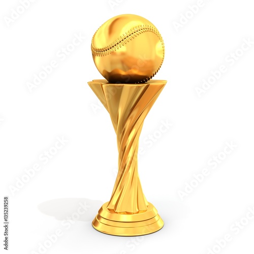 golden trophy with baseball