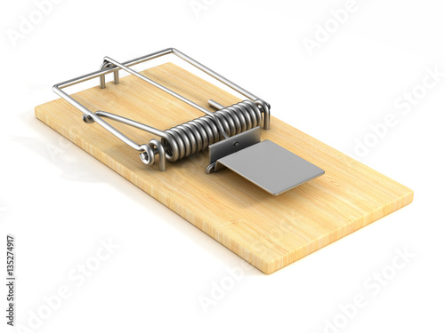 mousetrap on white background. Isolated 3D image