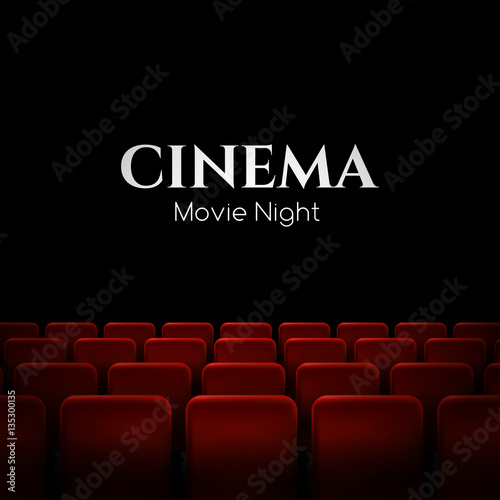 Movie cinema premiere poster design with red seats. Vector background.