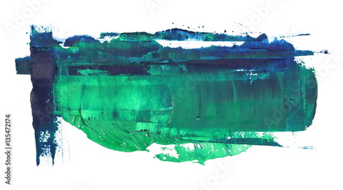 photo green and blue grunge brush strokes oil paint isolated on white background