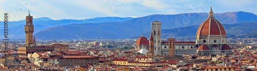widok Florencji ze Starym Pałacem i Kopułą Katedry od Mich