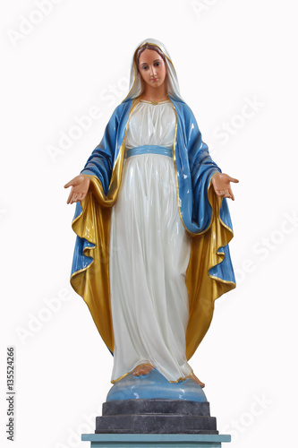 Statues of Holy Women in Roman Catholic Church isolated background