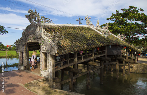 Old brick bridge Thanh Toan sightseeing in Hue, Vietnam