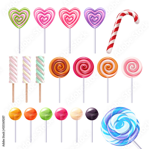 Big lollipops set vector illustration.