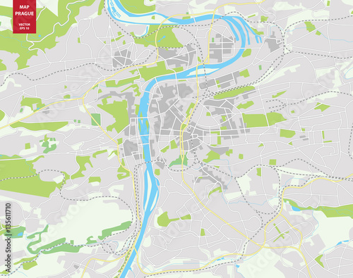 Vector color map of Prague, Czech Republic. City Plan of Pragu