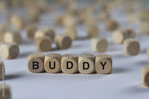 buddy - cube with letters, sign with wooden cubes