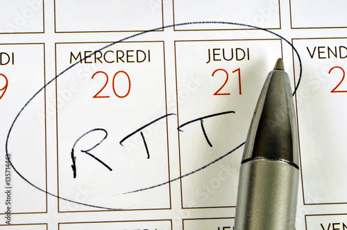 RTT notés sur un calendrier 