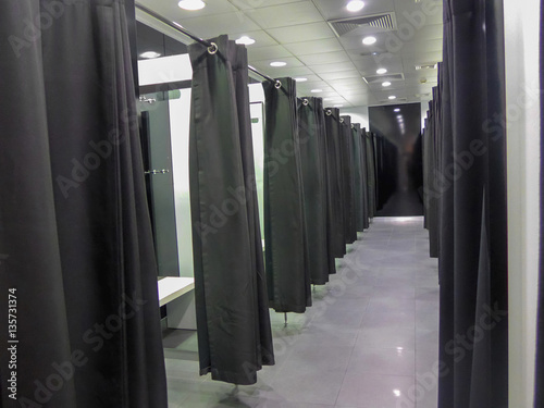 Modern fitting room in a fashion shop