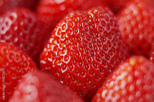 Ripe strawberry photographed close up