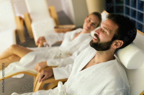Couple enjoying wellness spa resort treatments