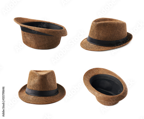 Brown fedora hat isolated