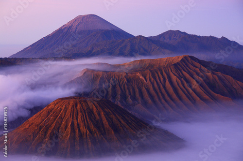 Mount Bromo - an active volcano and part of the Tengger massif, in East Java, Indonesia during sunrise 