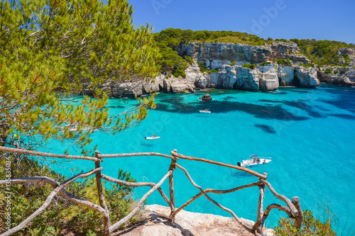 View of beautiful bay of Cala Macarelleta, Menorca island, Spain