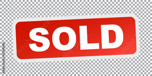 SOLD red stamp. Flat vector icon