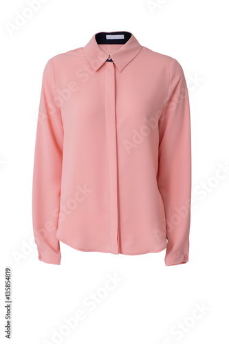 Pink women's blouse isolated on white background