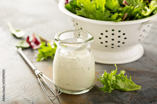 Homemade ranch dressing in a small jar