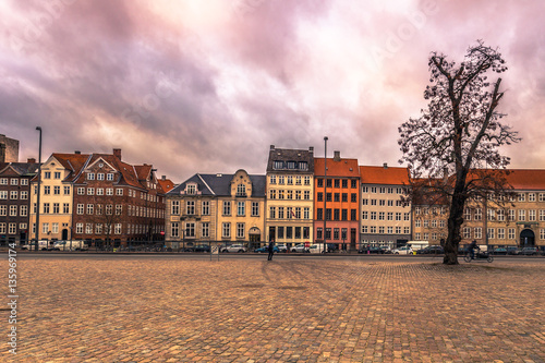 December 05, 2016: Facade of typical Danish buildings in Copenha