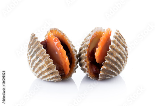 fresh cockles seafood on white background